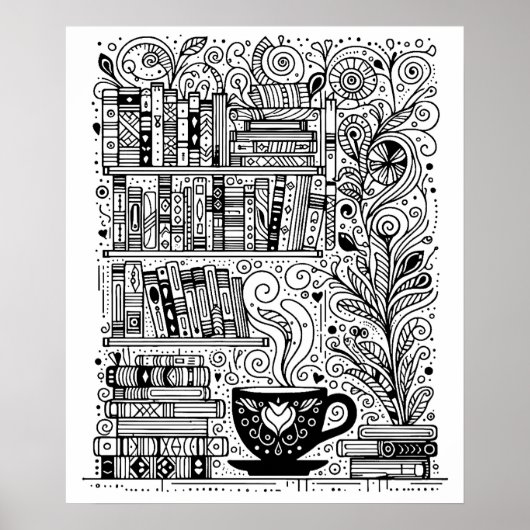 Poster Livres Et Café Couleur Me Doodle 2 (Devant)