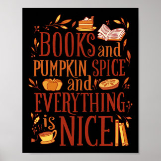 Poster Livres et épices citrouilles et tout beau mignon f