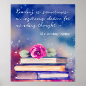 Poster Livres et rose rose Aquarelle Script Citation de l (Devant)