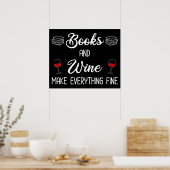 Poster Livres et vin rendent tout fin (Cuisine)