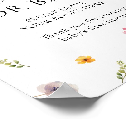 Poster Livres fleurs sauvages Baby showers pour bébé (Coin)