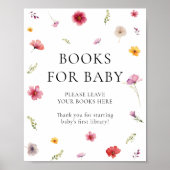 Poster Livres fleurs sauvages Baby showers pour bébé (Devant)