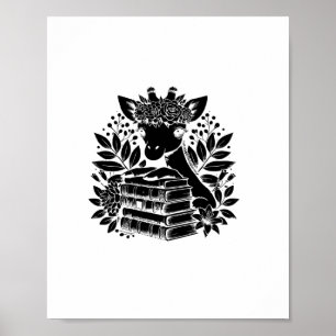 Poster Livres Giraffe Bookworm Bibliothèque Lecture du li