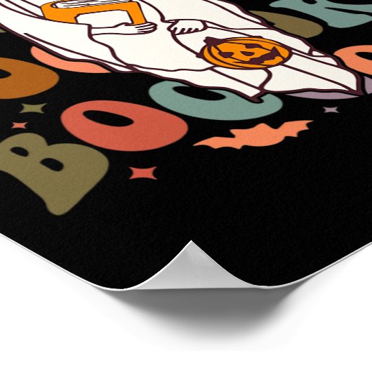 Poster Livres Halloween Cute Ghost Boo Lecture Livres Adu (Coin)