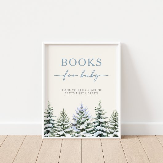 Poster Livres hivernaux en bois pour bébé