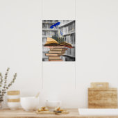 Poster Livres magiques avec le dragon et l'affiche du châ (Cuisine)