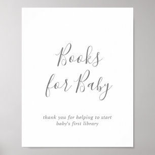 Poster Livres minimalistes en Baby shower d'argent pour b