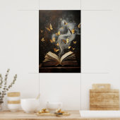 Poster Livres papillons impression, librairie nature vint (Cuisine)