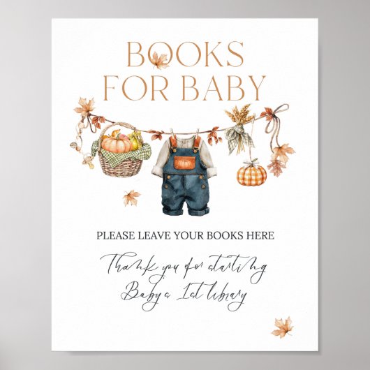 Poster Livres pour Baby Citrouille Rustic Fall Baby showe (Devant)