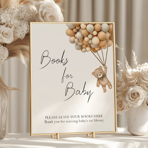 Poster Livres pour bébé à la baby shower Ours en attente