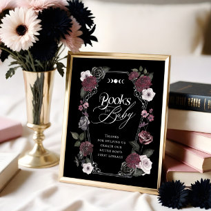 Poster Livres pour bébé à signer avec des fleurs à l'aqua