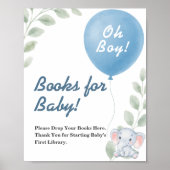 Poster Livres pour bébé ballons éléphant Baby shower SIGN (Devant)
