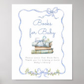 Poster Livres pour bébé Blue bow Nouveau baby shower de c (Devant)