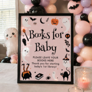 Poster Livres pour bébé fille pour Baby Shower Halloween 