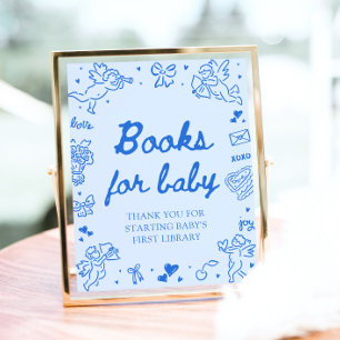 Poster Livres pour bébé pour Baby Shower Blue Valentine