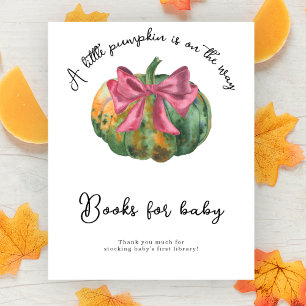 Poster Livres pour bébé shower de bébé citrouille à ruban