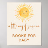 Poster Livres Pour Bébé Signe Baby shower Soleil-Thème (Devant)
