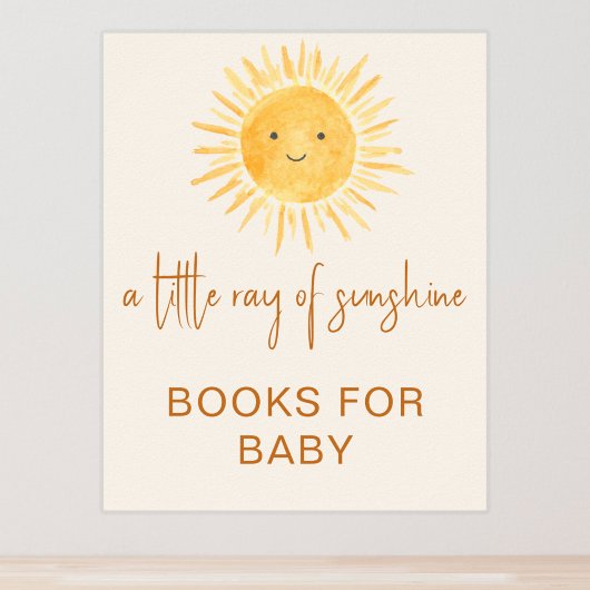 Poster Livres Pour Bébé Signe Baby shower Soleil-Thème