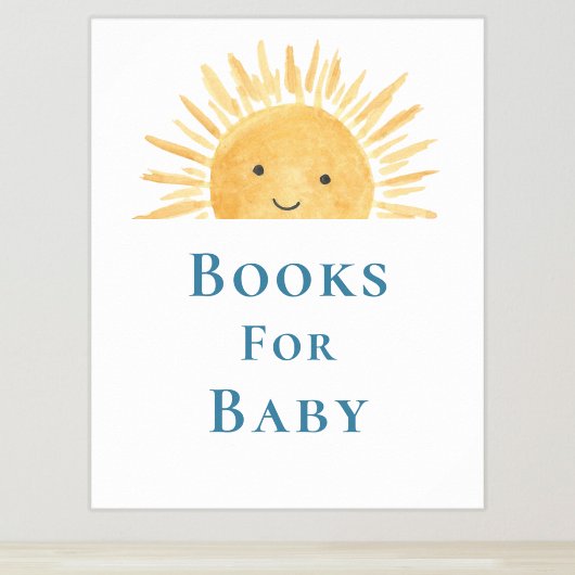 Poster Livres Pour Bébé Signe Baby shower Soleil-Thème