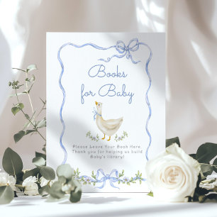 Poster Livres pour bébé Silly Goose Nœud Bleu baby shower