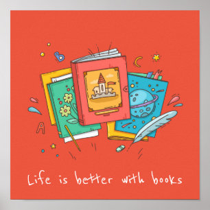 Poster Livres slogan salle de classe ou salle d'enfant de