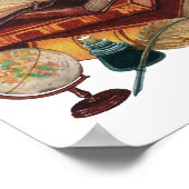 Poster Livres vintages, Quill, Ink et Collage Globe (Coin)