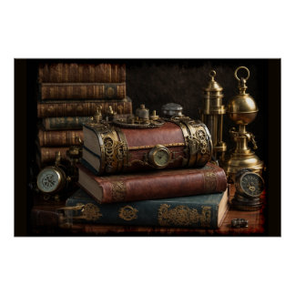 Poster Livres Vintages Steampunk