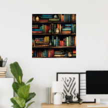 Livres vintages sur Motif de bibliothèque