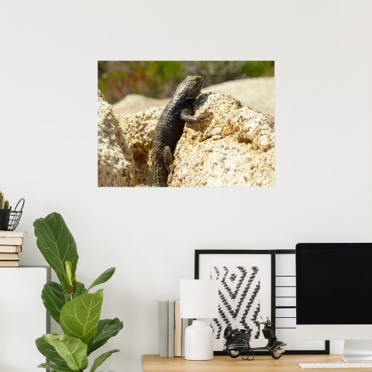 Poster Lizard d'épinette à dos jaune à Joshua Tree (Bureau à domicile)