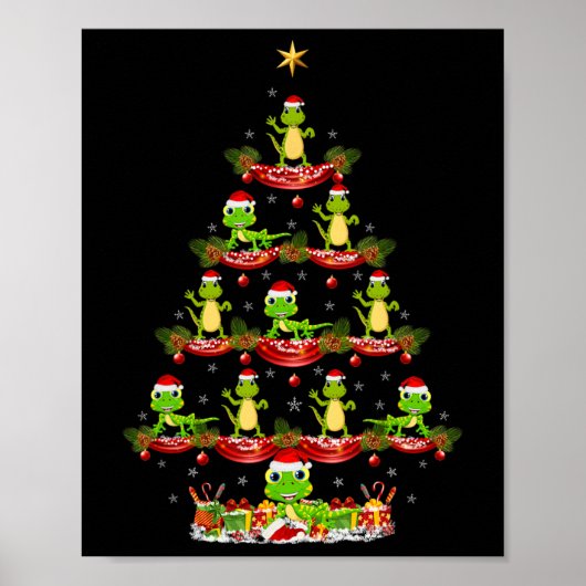 Poster Lizard Xmas Éclairage Père Noël Lizard Christmas T (Devant)