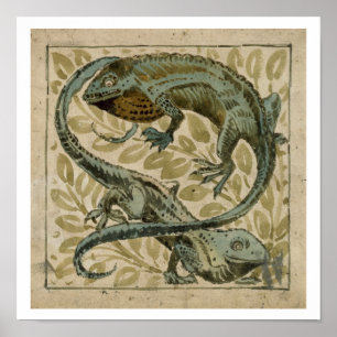Poster Lizards, conception pour un carrelage (avec papier
