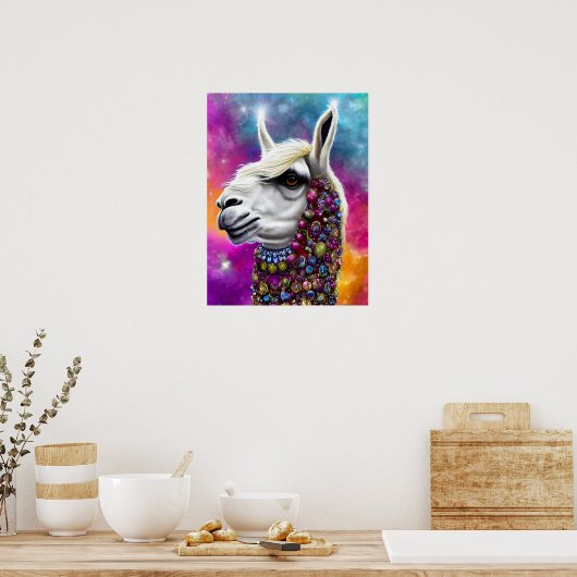 Poster Llama à bijoux colorés (Cuisine)