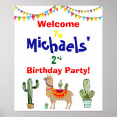 Poster llama Cactus signe d'anniversaire de bienvenue Imp (Devant)