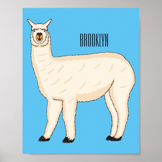 Poster Llama cartoon illustration (Devant)