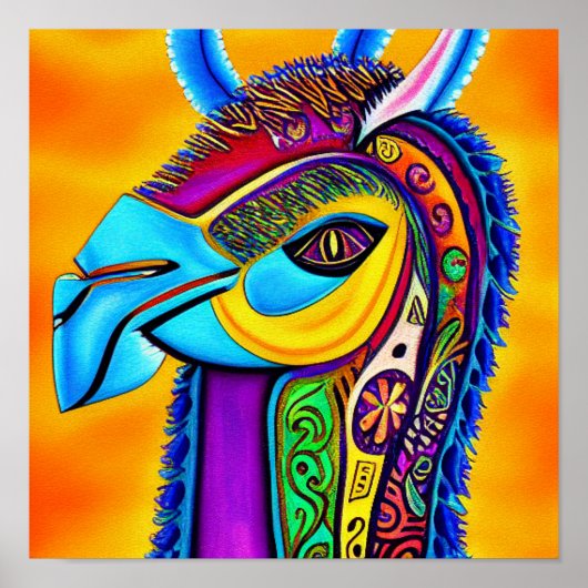 Poster Llama Coloré (Devant)