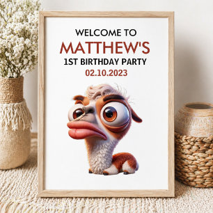Poster llama drôle Caricatures mexicain 1er anniversaire