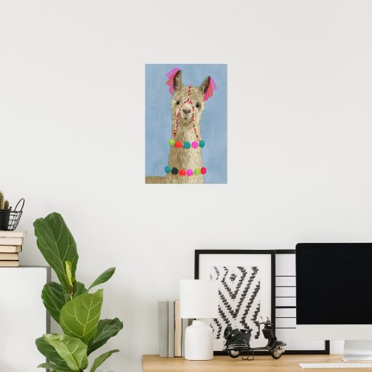 Poster Llama ornée - Beige (Bureau à domicile)