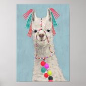 Poster Llama ornée - Blanc (Devant)