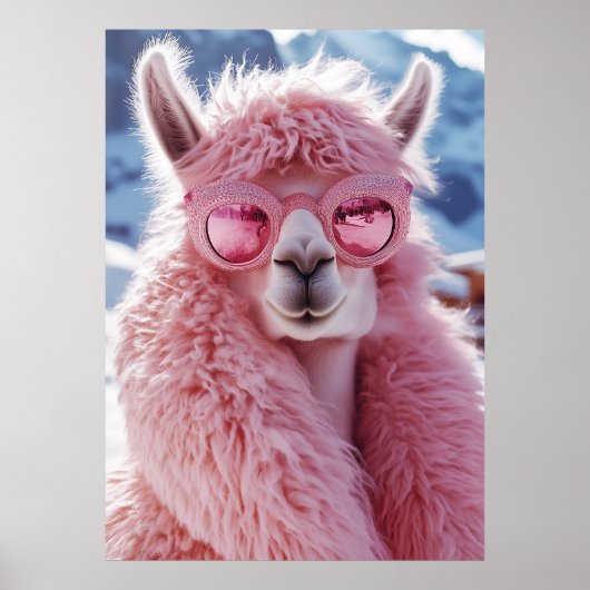 Poster Llama rose glamour - Icône mode hiver (Devant)