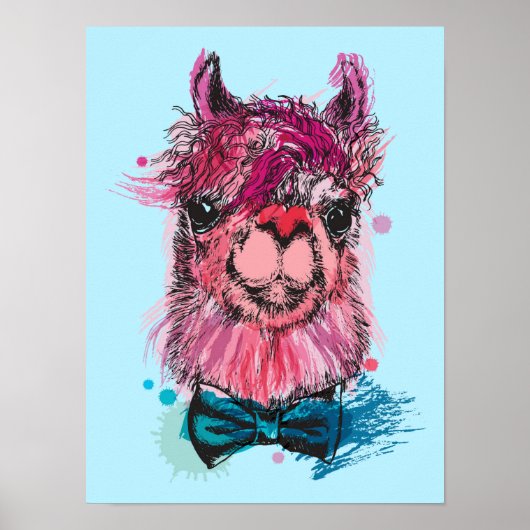 Poster Llama rose mignonne (Devant)