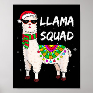 Poster Llama Squad Fun Llama Gles Matching Joyeux Christm