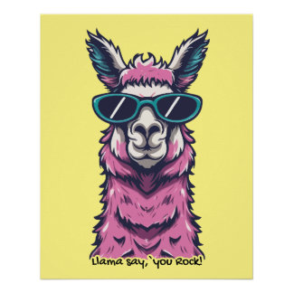 Poster Llama vous dit Rock | Pose ironique dans les lunet