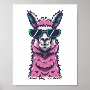 Poster Llama vous dit Rock   Pose ironique dans les lunet