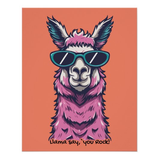 Poster Llama vous dit Rock | Pose ironique dans les lunet (Devant)