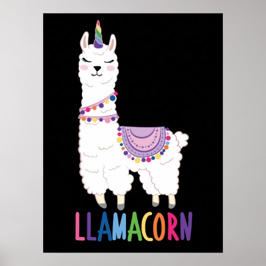 Poster Llamacorn - Drôle licorne Llama (Devant)