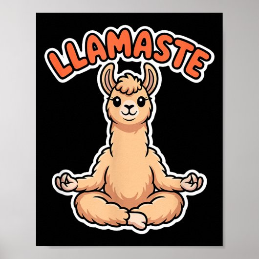 Poster Llamaste Funny Meditating Llama Cute Yoga Animal D (Devant)
