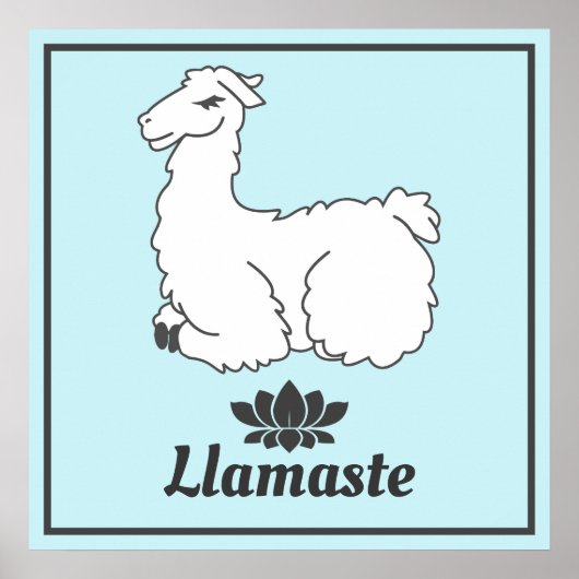 Poster Llamaste White Llama & Lotus (Devant)