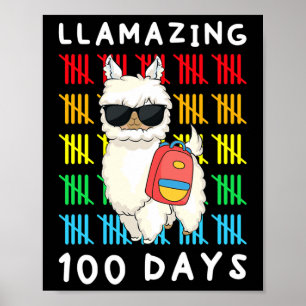 Poster Llamazing 100 Jours D'École Enfants Llama Enseigna