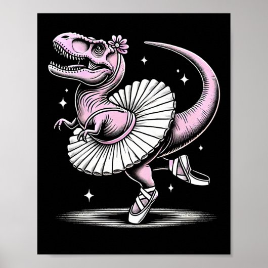 Poster Llet Dancing T-rex In Tutu And Slippers (Devant)