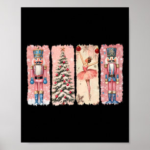 Poster Llet Pink Noel Retro Nutcracker Vibes de Noël Wo